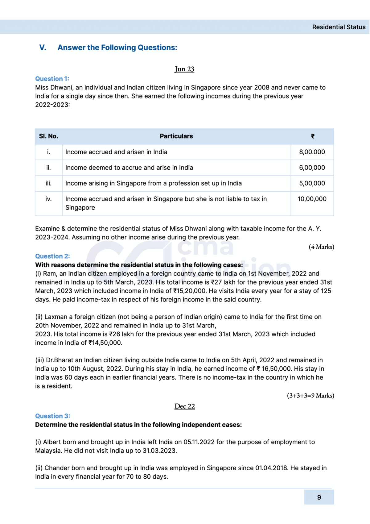 Direct Taxation Quest | Chapterwise Solved Exam Papers | 2016 Syllabus | December 2023